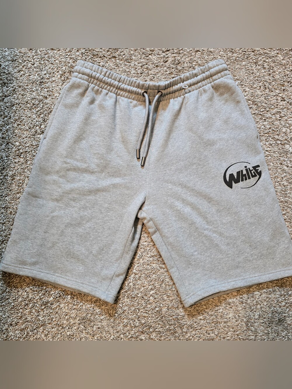 Off-White c/o Virgil Abloh Men's Light Gray Athletic Fleece Shorts with Logo